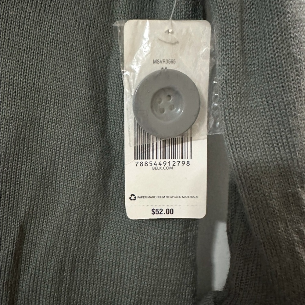 Gray Knit Cardigan with Ruffle Trim - Picture 5 of 5